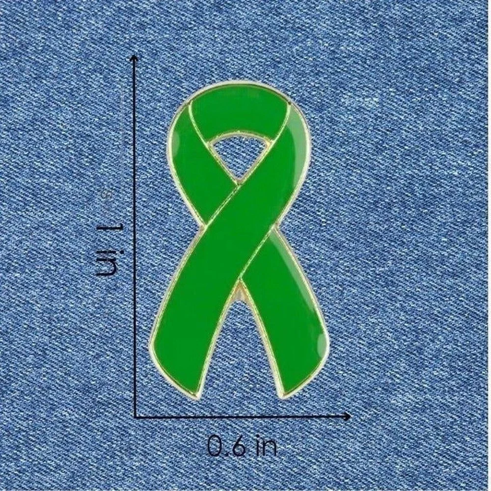 Green Awareness Ribbon Enamel Pin Gold Tone Mental Health Lyme Disease Support